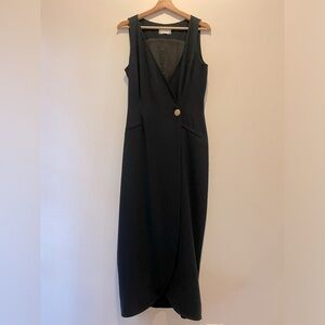 Fabulous Vintage Modern Kenar Black Sheath Midi Dress Cocktail approx size 8